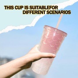 Arilaca Studded Tumbler with Straw and Lid Pink Cups Reusable Tumblers with Straw Insulated Tumbler Cup with Straw, for Iced Coffee Cold Drinks or Water