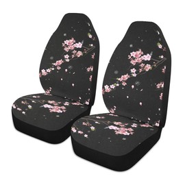 YINGQIGUAN 2 PCS Cherry Blossom Car Seat Covers Abstract Japanese Pink Flowers with Falling Petals Floral Print Vehicle Seat Protector Cushion Cover Universal Car Accessories for SUV Truck Sedan