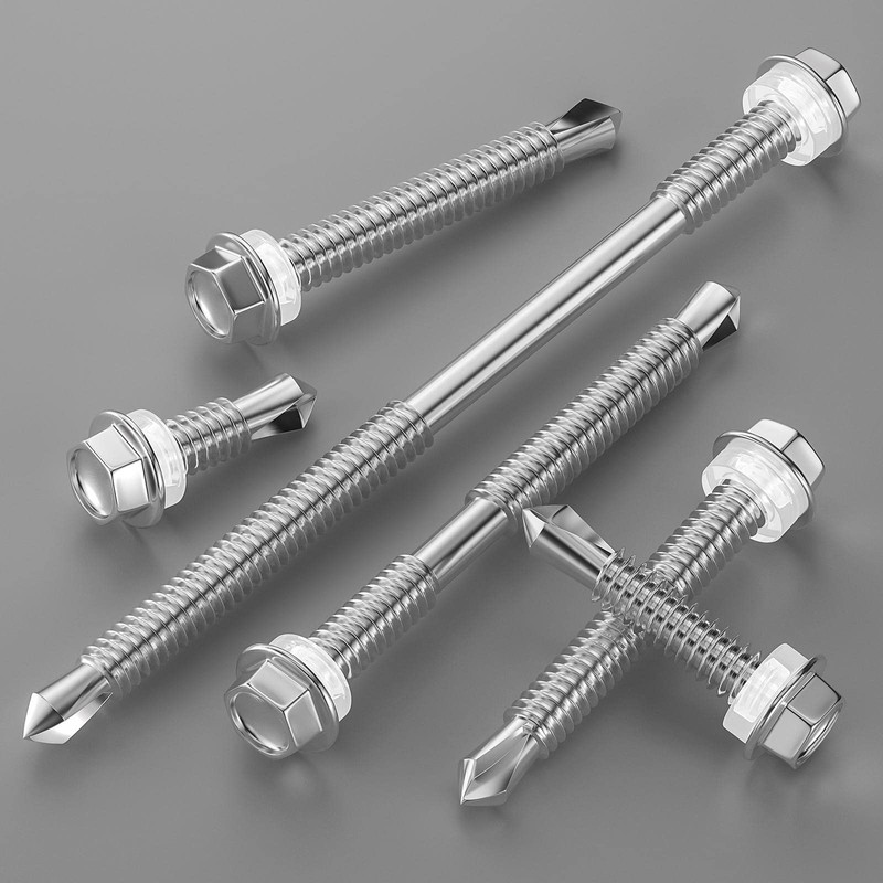 Wensilon (50Pcs)#14×7" Hex Washer Head Self Drilling Screws, 410 Stainless
