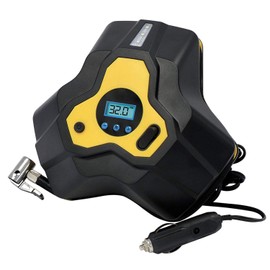 Streetwize SWAC21 12V Air Compressor - 30 L/min Flow Tyre Inflator - Auto Shut-Off, LED, 3 Nozzle Adaptors, Fuse - Automotive Air Pump