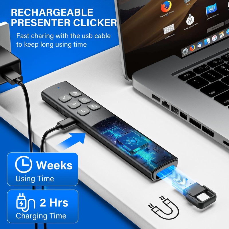 Presentation Clicker with Air Mouse - USB C Wireless Presenter