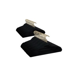 100 Pack Clothes Hangers Black Gold Flocked Non Slip Velvet