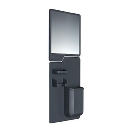 Tooletries - The Harvey & Oliver Set - Toothbrush & Razor Holder and Fog Resistant Mirror - Silicone Shower & Bathroom Accessory - Features Silicone-Grip Technology, Removable & Reusable - Charcoal