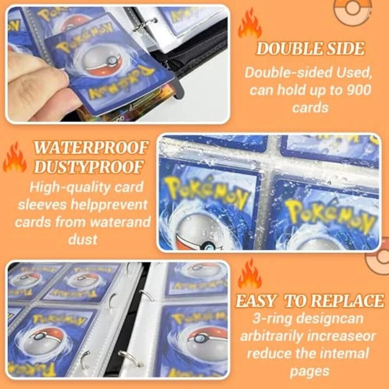 400 Card Pocket Binder with 4 Pocket Sleeves Trading Cards