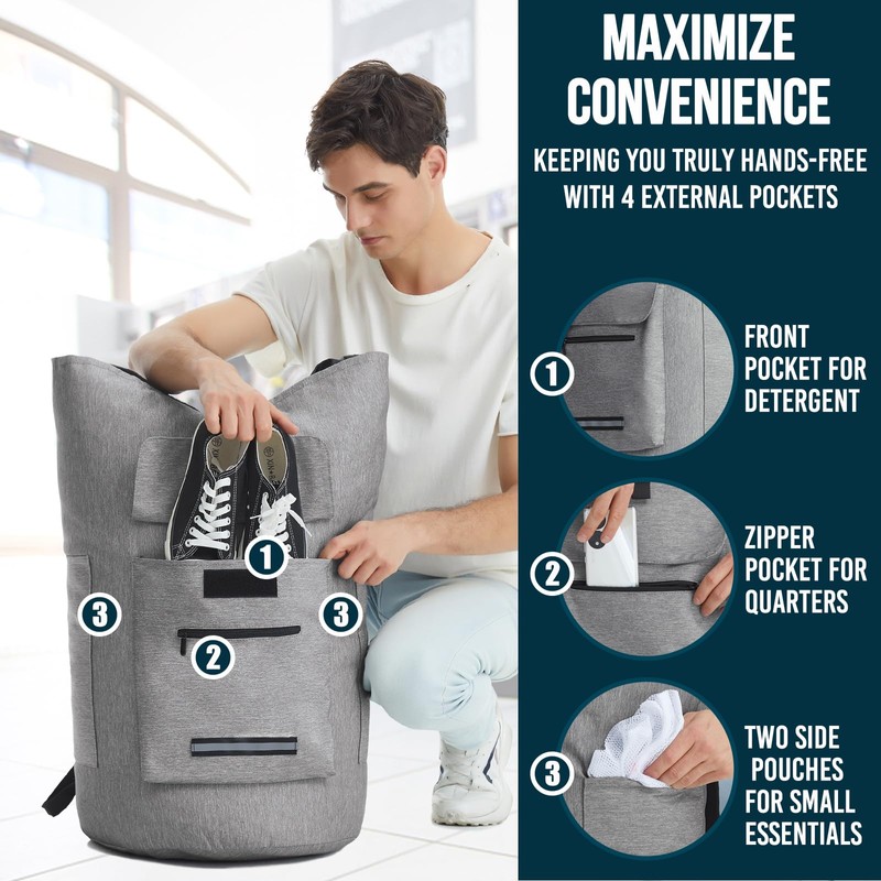 Laundry Backpack Bag, 115L Extra Large Laundry Bag with Straps,