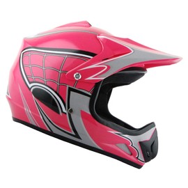 Martian Youth Kids Motocross Helmet ATV Dirt Bike BMX MX Helmet + Goggles + MG Youth Pink Glove Bundle: Spider Pink