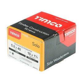 TIMco Solo Woodscrews 5.0 x 40mm - Pozi - Countersunk Head - Yellow - (Box 200) - 50040SOLOC