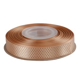 Joycrosso 16mm Wide Dots Printed Satin Ribbon with Black Dots, Ideal for Hair Bows Gift Wrapping and Crart, 22 Meters-Roll (Tan)