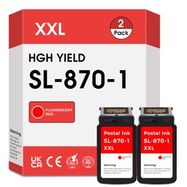 J2INK SL-870-1 XXL Red Ink Cartridge High Capacity Compatible for SL870-1 SL8701 XXL Fluorescent Red Ink Cartridges Replacement for The PB New SendPro Mailstation Postage Meter (CSD1) (2pack)