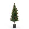 Sardoxx Set of 2 Artificial Cedar Topiary Trees with Red