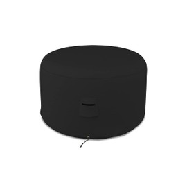 Covers & All Round Ottoman Cover, 12 Oz PVC Waterproof, UV & Weather Resistant Patio Garden Furniture Stool Protector Indoor Outdoor Use with Air Vents & Drawstrings (24" Diameter x 18" H, Black)