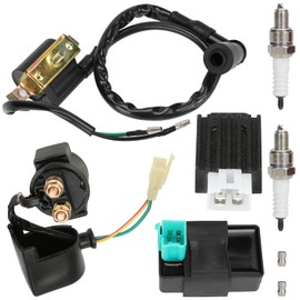 GREHUA AC CDI Box Starter Solenoid Relay Ignition Coil Voltage Regulator Rectifier Spark Plug Kit for 50cc 70cc 90cc 110cc 125cc TaoTao Four Wheeler Quad ATV Pit Dirt Pocket Bike Moped Scooter go kart
