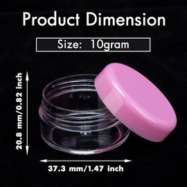 10 Gram 40 Count Sample Containers, Small Plastic Containers with Lids, Empty Sample Jars with Labels and Mini Disposable Spatulas(Pink Lid)