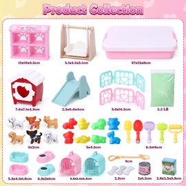 Lorfancy Dog Sandbox Toys Kids Play Sand Kit Toddler Sensory Bin Toy 2.2lbs Sand Pet Dog Figures Care Role Pretend Play Beach Toy Birthday Gift for Girls Boys 3 4 5 6 7 8 Years Old