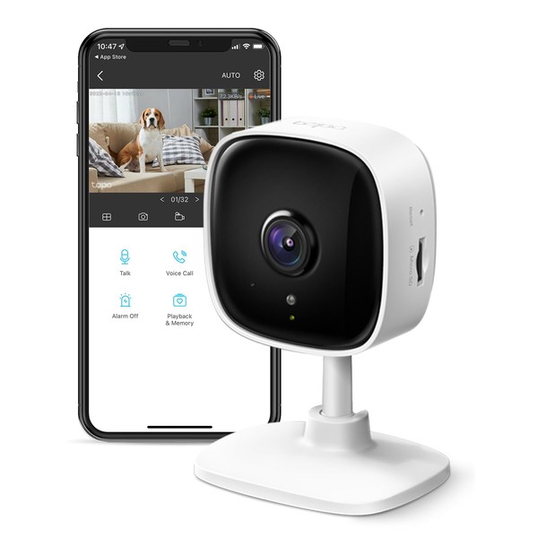 TP-Link Tapo 1080P Indoor Security Camera for Baby Monitor, Dog Camera w/ Motion Detection, 2-Way Audio Siren, Night Vision, Cloud & SD Card Storage, Works w/ Alexa & Google Home (Tapo C100)