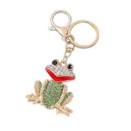 ChungLong0593 Cute Frog Rhinestone Key Chain Lovely Animal Key Ring for Women Car Keys Holder Bag Purse-Green