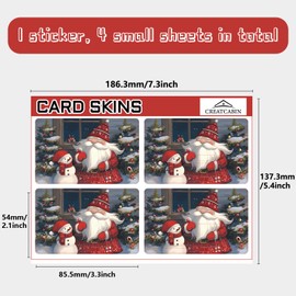 CREATCABIN 4Pcs Christmas Credit Card Stickers Santa Claus Bank Cards Cover Decor Cards Protecting Waterproof Removable No Bubble Matte Scratch Resistant Film 3.3x2.1in