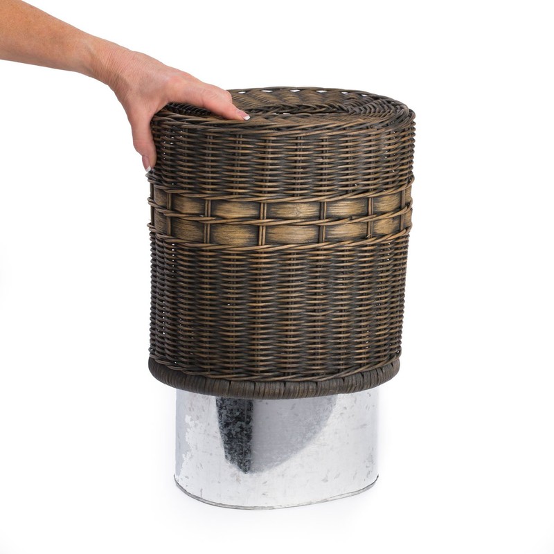 The Basket Lady Drop-in Oval Wicker Waste Basket with Removable