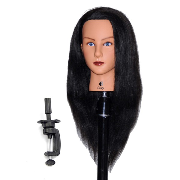 Bellrino 20-22 pulgadas cabeza de maniquí de cosmetología con cabello humano con abrazadera de mesa – Helen (B-CASEY+C)