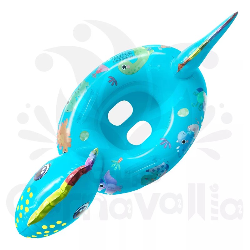 Grupo Carnavallia Inflable Dinosaurio Bebé Flotador C/ Asiento Azul Salvavidas