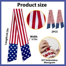 2 Pieces 4th of July Wreath Sash for Front Door, Patriotic Sash Memorial Day Decorations Wreath Accessories for American Independence Day Party Supplies