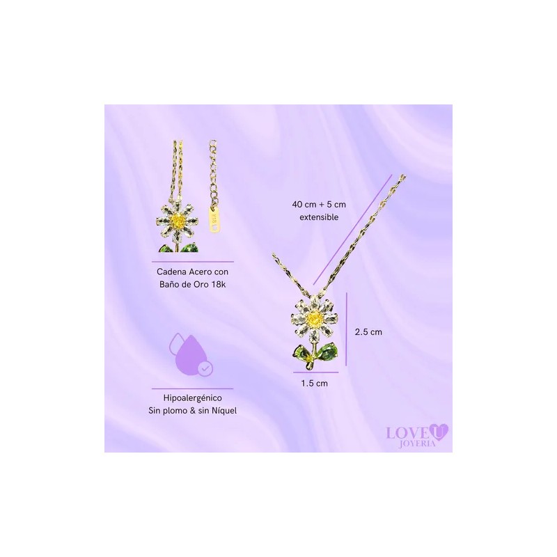 Collar Girasol Shrek Love U Joyería Chapa De Oro 18k