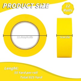 Oleitodh 12 Rolls Yellow Painters Tape Bulk 2 inch x 660 Yards, Painters Mask...