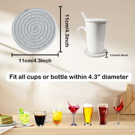 Coasters for Drinks with Holder, Vintage Woven Coasters for Table Protection, Water Absorbent Coaster Set, Handmade Braided Fabric Coasters Heat-Resistant, Set of 8