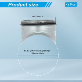 PATIKIL Duct Connector Saddle Take Off for 4" Duct to 4" Outlet Branch Extension, 2 Pcs Galvanized Steel Round 90 Degree Ducting Splitter HVAC Vent Duct Transition with Rubber Gasket