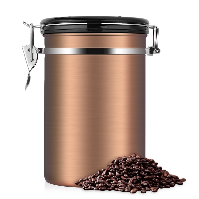 Coffee Container Large Airtight Stainless Steel Black Kitchen Storage Canister