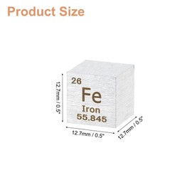 sourcing map Iron Cube, 0.5 Inch High Density Metal Element Cube Metal Density Cube for Chemical Elements Collection Science Education Experiment Application, Silver