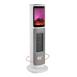 HINEIBER 750W/1500W Ceramic Tower Space Heater with 3D Flame, Electric Heater with 65° Oscillation, Adjustable Thermostat and Remote Control, 12H Timer, Overheat Protection for Bedroom Office