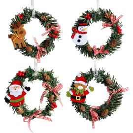 Orgrimmar 4 Pcs Christmas Pine Wreaths for Front Door Christmas Holiday Indoor Home Decor