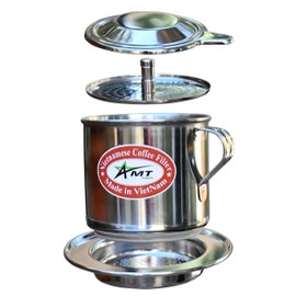 AMT 9.5 OZ Vietnamese Coffee Maker, 1 Big Serving, Screw Down Phin Coffee Vietnamese Coffee Filter Vietnam Coffee Dripper for making Vietnamese Style at Home Office (8, Handle)