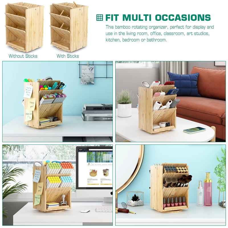 DF DARFOO Bamboo Desk Organizer Storage Accessories - Ultra-large 13