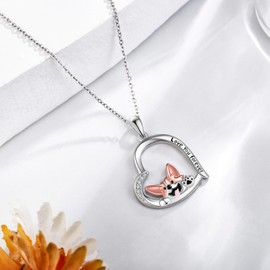 Jerwli Dog Gift 925 Sterling Silver Cute Dog Necklace Jewellery Gifts for Women Girls Dog Lovers, Zirconia gemstone