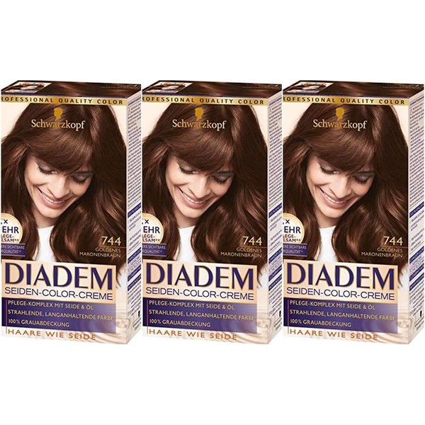 Diadem 744 Silk Colour Cream Golden Chestnut Brown 3 x 180 ml