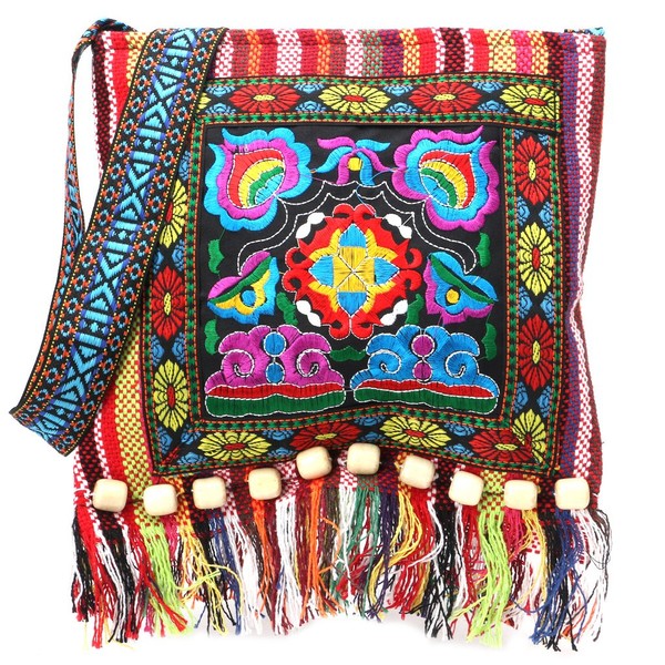 SimpleLife Clutch Handtasche, Cross Body Schultertasche mit Bestickt Design-chinesische Hmong