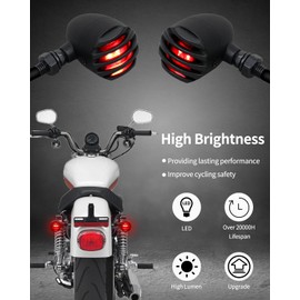QUASCO Universal Motorcycle Turn Signals, Waterproof Aluminum Bullet Rear Blinkers LED Indicator Light Compatible with Harley Dyna, Honda, Yahama, Bobber, Suzuki and Kawasaki 12V Motorbikes