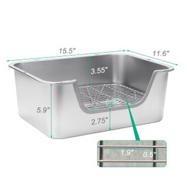 Sorstrem Stainless Steel Sifting Litter Box for Rabbit (L)