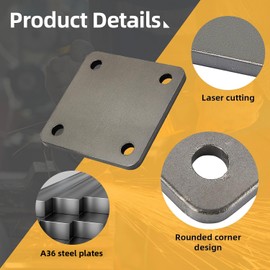 INMOZATA 8PCS 4'' x 4'' A36 Steel Plates, 1/4'' Thick Hot Rolled Steel Sheets with 4 Holes, Weldable Square Metal Plate for Welding, Structural Support, Industrial Use