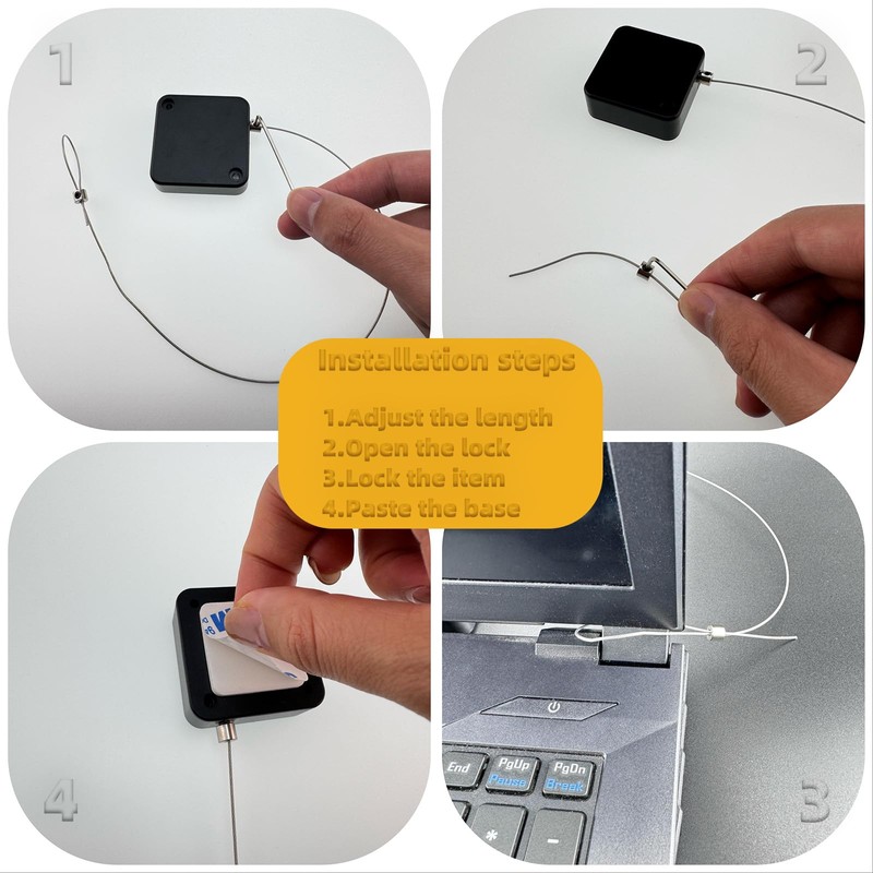 Retractable Cable Lock with Cable tie, to Prevent Loss of