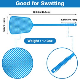 Wapodeai 5 Pack Fly Swatter, Plastic Heavy Duty Manual Fly Killer, Long Handle Flyswatter, Large Bug Swatters, Work for Indoor and Outdoor, Blue Green Pink Orange