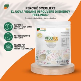 F Energy Feelings Uova Vegane in Polvere | Sostituto delle Uova Senza Glutine | Egg Replacer No Egg | Sapore e Consistenza simili all'Uovo | Adatto per preparare frittate e pancake | 360g
