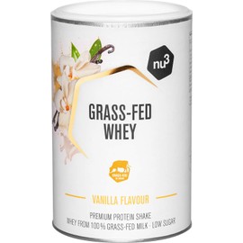nu3 Grass-Fed Whey Protein - 300 g Vanilla with 80% Protein Content - 100% Grass Fed Whey Protein Isolate from Pasture - Protein Powder without Added Sugar