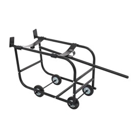 55 Gallon Drum Cradle, 600LBS Capacity Oil Drum Rack Heavy Duty Drum Cradle with Retractable Drawbar and Wheels Steel Drum Handling Cradle for Round Drums (Black)
