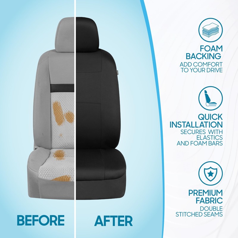 BDK PolyPro Car Seat Covers Full Set in Solid Black,