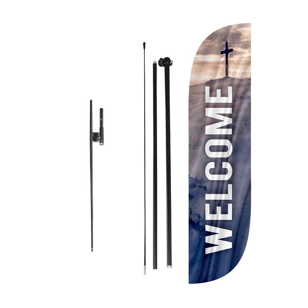 LookOurWay Welcome Church Themed Feather Flag Complete Set with Poles