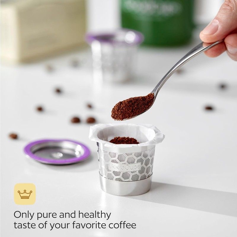 2 Stainless Steel Reusable K Cups with Replacement Pod Holder