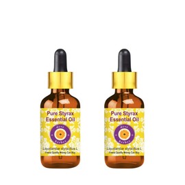 Deve Herbes Pure Styrax Essential Oil (Liquidambar styraciflua L) with Glass Dropper | Non-Sticky | Non-Greasy | Lightweight | Men & Women | All Skin Types | Steam Distilled 5ml X 2 (0.33 oz)
